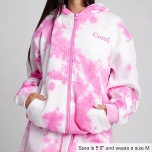 Comfrt Minimalist Tie Dye Zip Hoodie Small